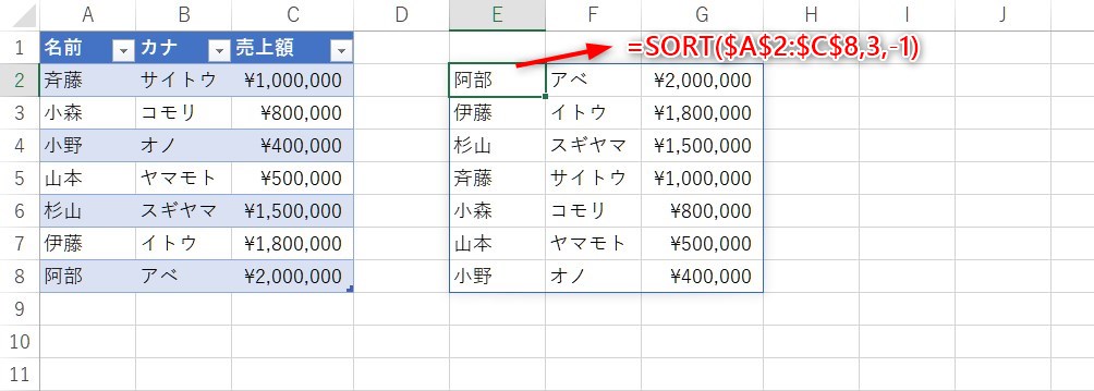 Excel Sort関数で元の表を変更せずに並べ替えしよう My Life ８